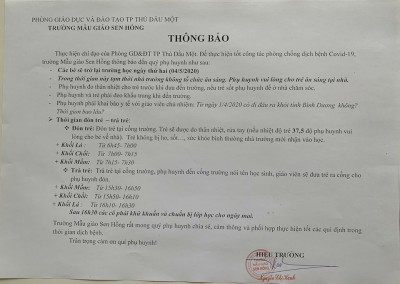 THÔNG BÁO NGÀY TRỞ LẠI TRƯỜNG SAU DỊCH COVID 19  !!!!!
