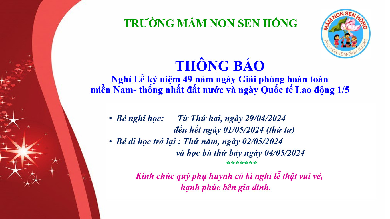 NGHỈ LỄ 30/4-1/5